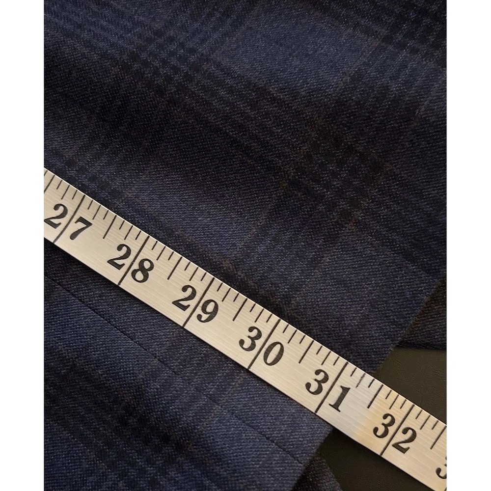 Jos. A. Bank Mens 44R Tailored Fit‎ 100% Wool Plaid Sport Coat Blazer Navy Plaid - Picture 16 of 16